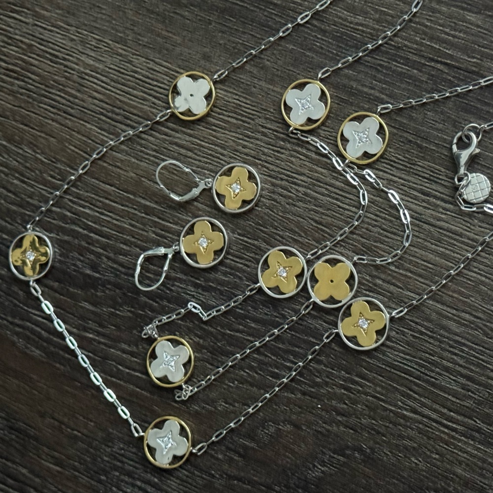 Talbots. Elegant Gold and Silver Star Jewelry Set- earrings and necklace